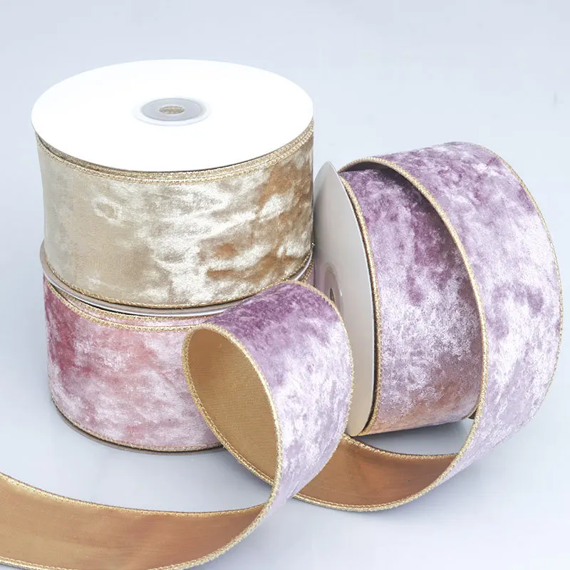 50MM 유선 가장자리 가역 벨벳 금속 리본 크리스마스 - Velvet Ribbon Roll 리뷰 및 가격