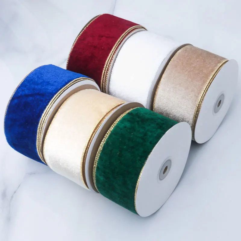 50MM 유선 가장자리 가역 벨벳 금속 리본 크리스마스 - Velvet Ribbon Roll 리뷰 및 가격