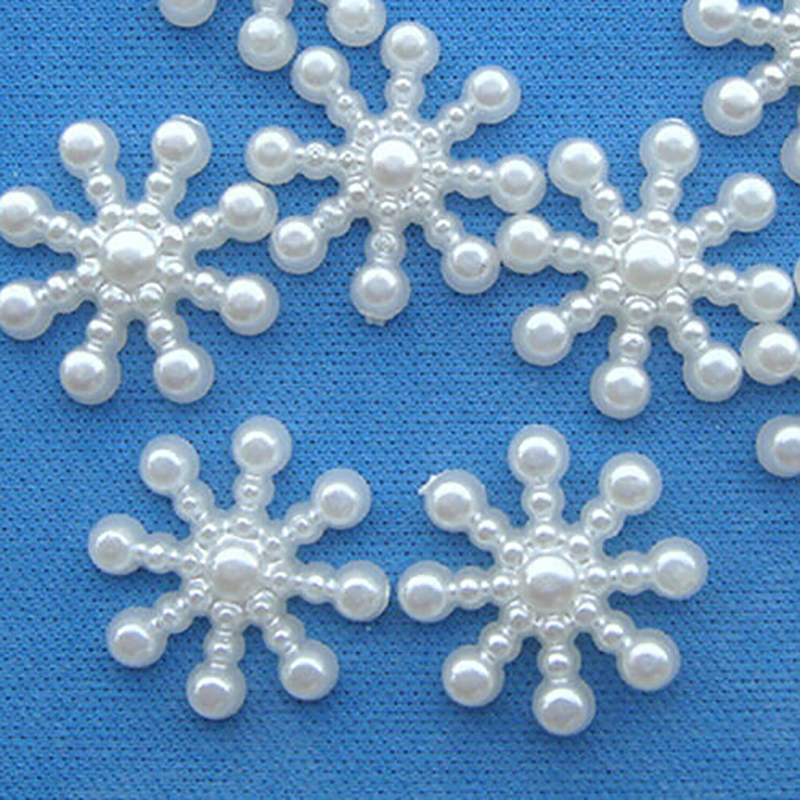 화이트 진주 수지 눈송이 플랫백 장식 DIY 전화 크리 - Christmas Craft Embellishment 리뷰 및 가격
