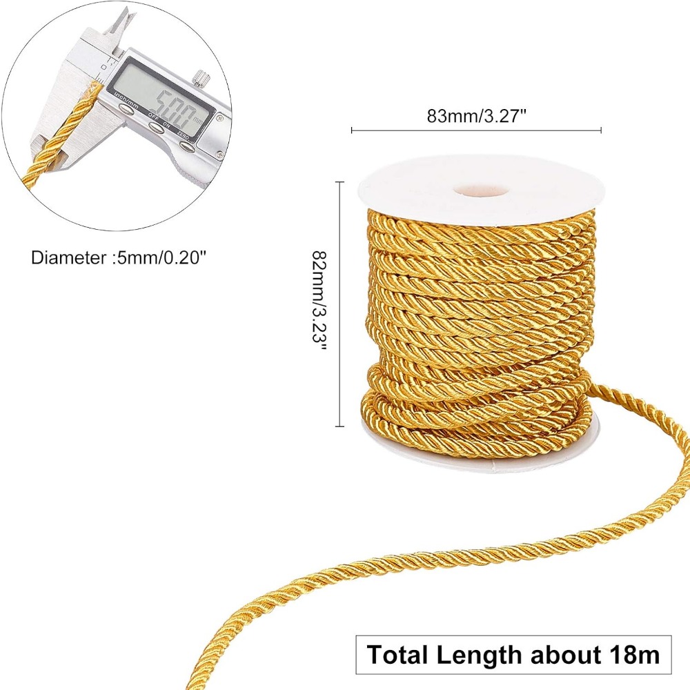 59 피트 골드 코드 5mm 트위스트 로프 트림 실크  - Cord Trim Twisted 리뷰 및 가격