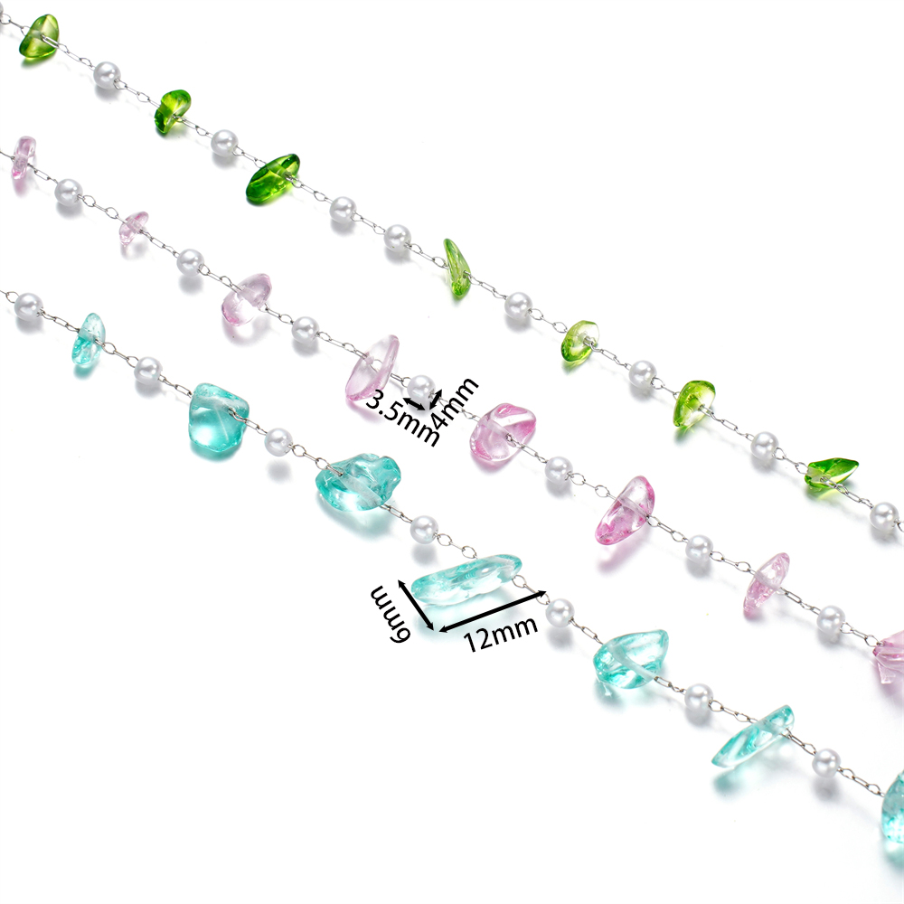크리스탈 유리 스톤 및 모조 진주 구슬, 팔찌 목걸이  - Pearl Trim Chain 리뷰 및 가격