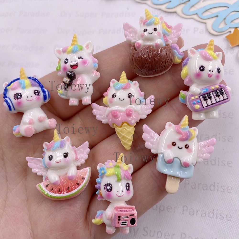 10개 레진 화려한 만화 무지개 음악 유니콘 플랫백 스 - Christmas Craft Embellishment 리뷰 및 가격