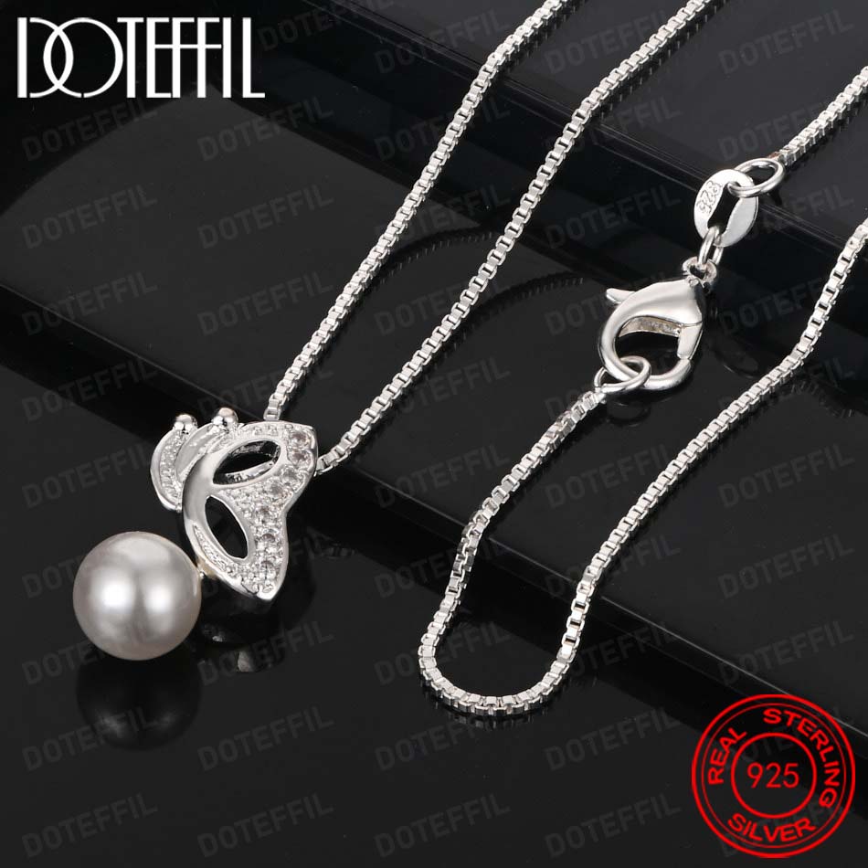 925 스털링 실버 정교한 나비 진주 펜던트 목걸이,  - Pearl Trim Chain 리뷰 및 가격