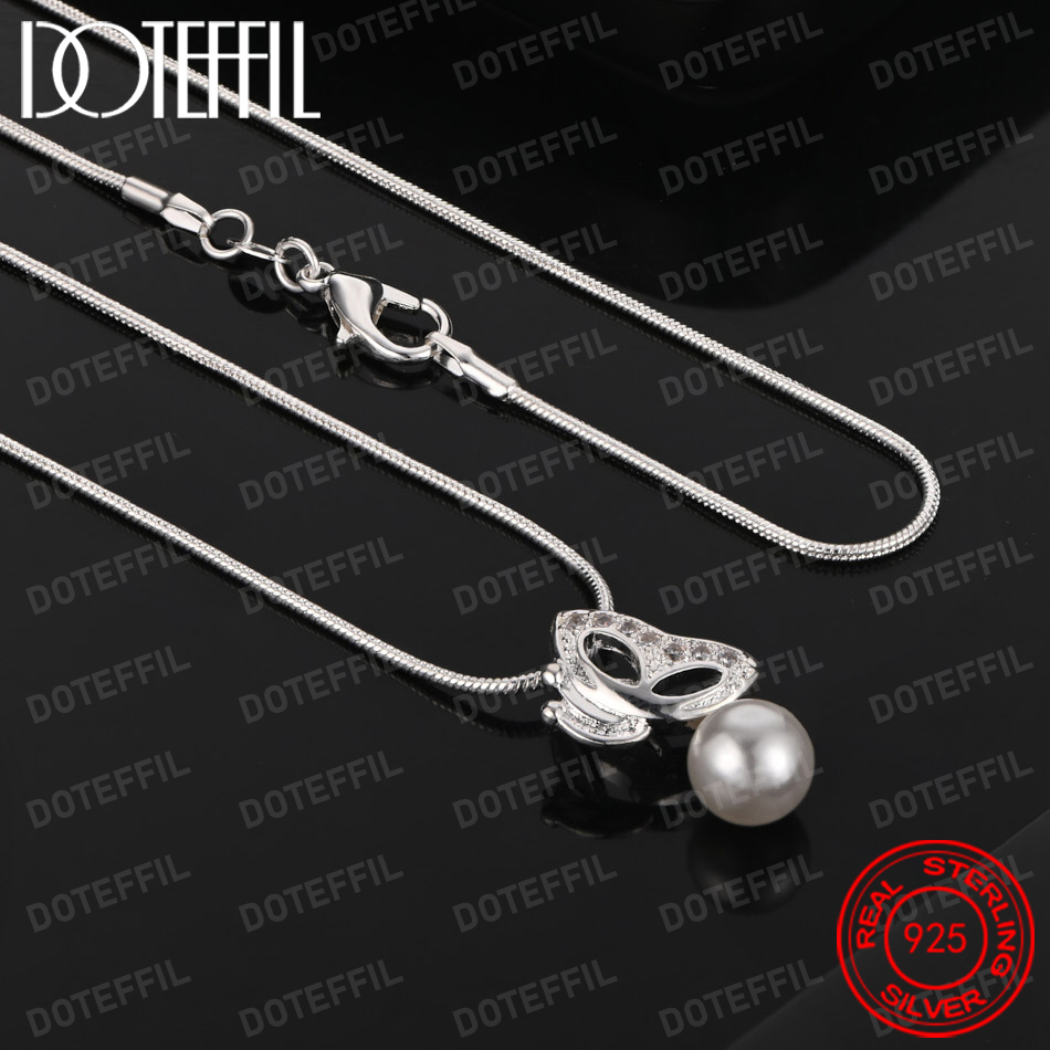 925 스털링 실버 정교한 나비 진주 펜던트 목걸이,  - Pearl Trim Chain 리뷰 및 가격