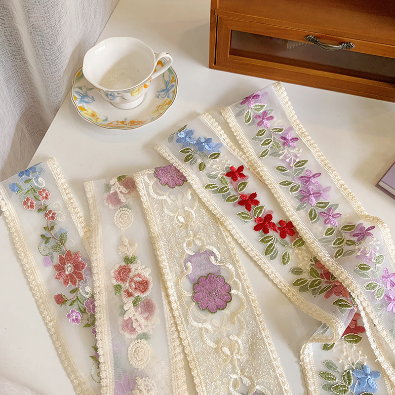 1 야드 레이스 자수 꽃 리본 DIY 9cm 활 머리띠 - Lace Ribbon Trim 리뷰 및 가격