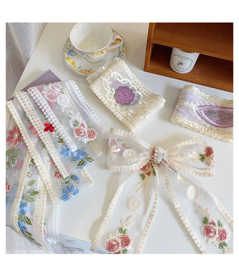 1 야드 레이스 자수 꽃 리본 DIY 9cm 활 머리띠 - Lace Ribbon Trim 리뷰 및 가격