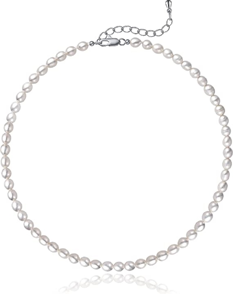 타원형 흰색 진주 목걸이, 양식 가닥 초커 목걸이, 수 - Pearl Trim Chain 리뷰 및 가격