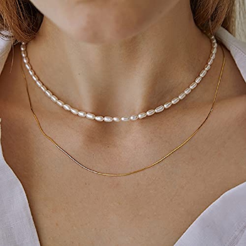 타원형 흰색 진주 목걸이, 양식 가닥 초커 목걸이, 수 - Pearl Trim Chain 리뷰 및 가격