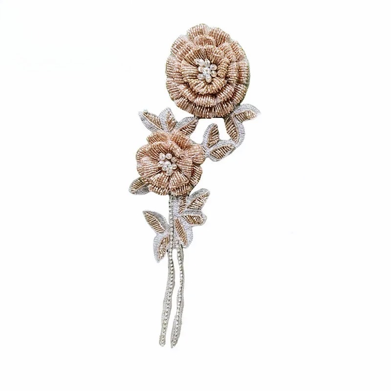 새로운 다채로운 수제 비즈 장미 가슴 꽃 반짝이는 라인 - Applique Patch Flower 리뷰 및 가격