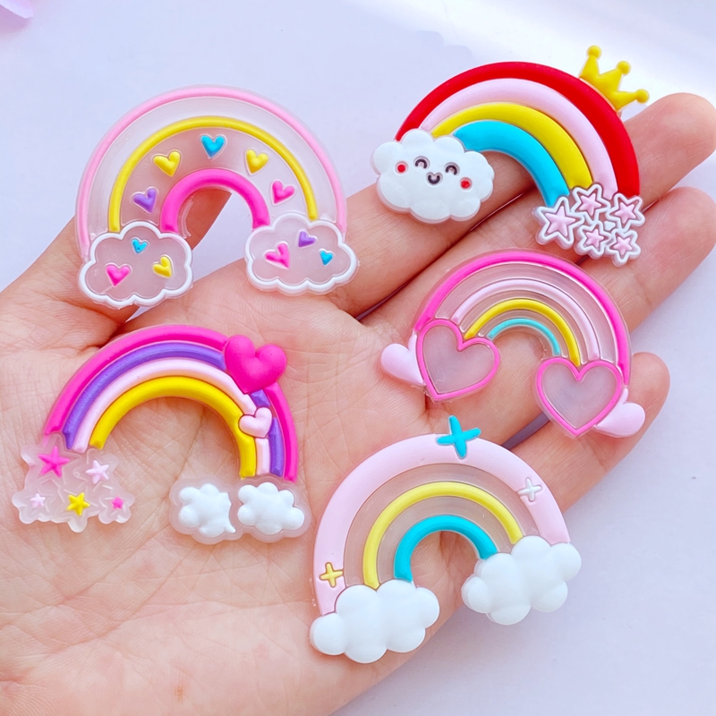 10pcs 새로운 귀여운 투명 만화 무지개 시리즈 PV - Embellishment Glue Craft 리뷰 및 가격