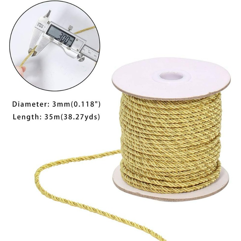 3mm / 35 야드 금속 트위스트 코드 로프 3겹 장 - Cord Trim Twisted 리뷰 및 가격
