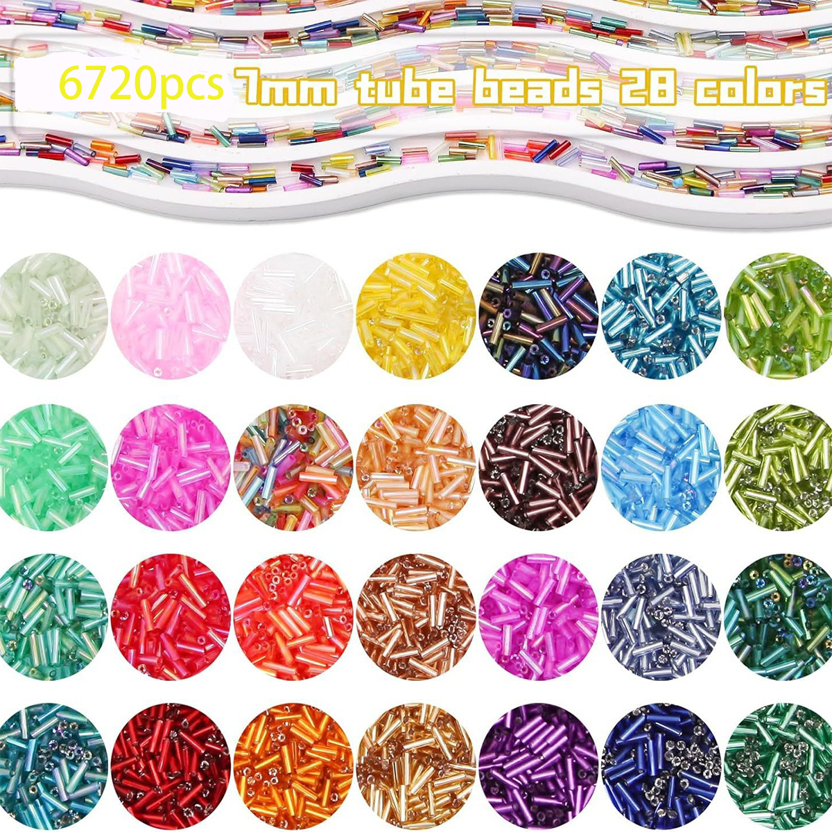 약 6720개/박스 7mm 28가지 색상의 튜브형 시드 - Craft Embellishment Storage 리뷰 및 가격