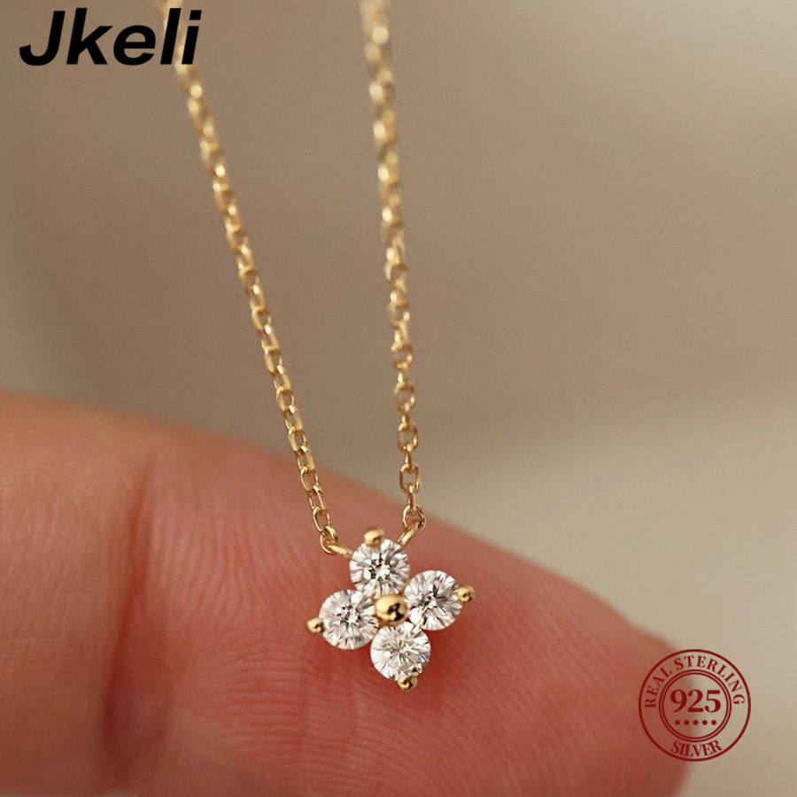 Jkeli 925 스털링 실버 도금 14K 금 네잎 클 - Pearl Trim Chain 리뷰 및 가격
