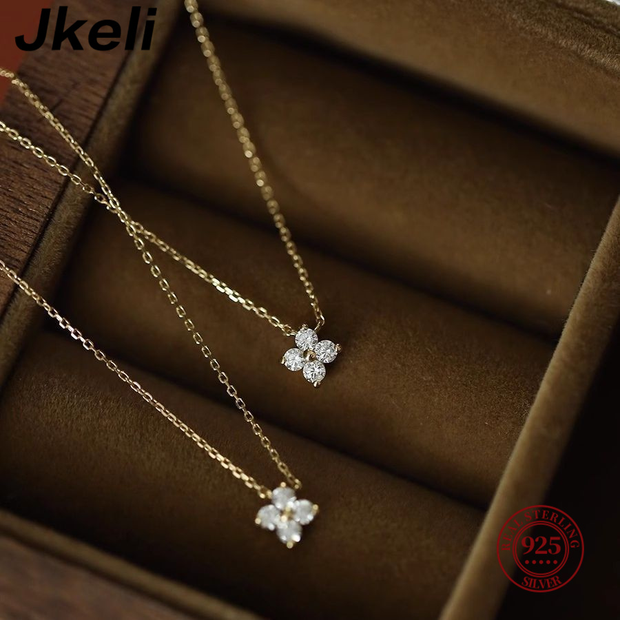 Jkeli 925 스털링 실버 도금 14K 금 네잎 클 - Pearl Trim Chain 리뷰 및 가격