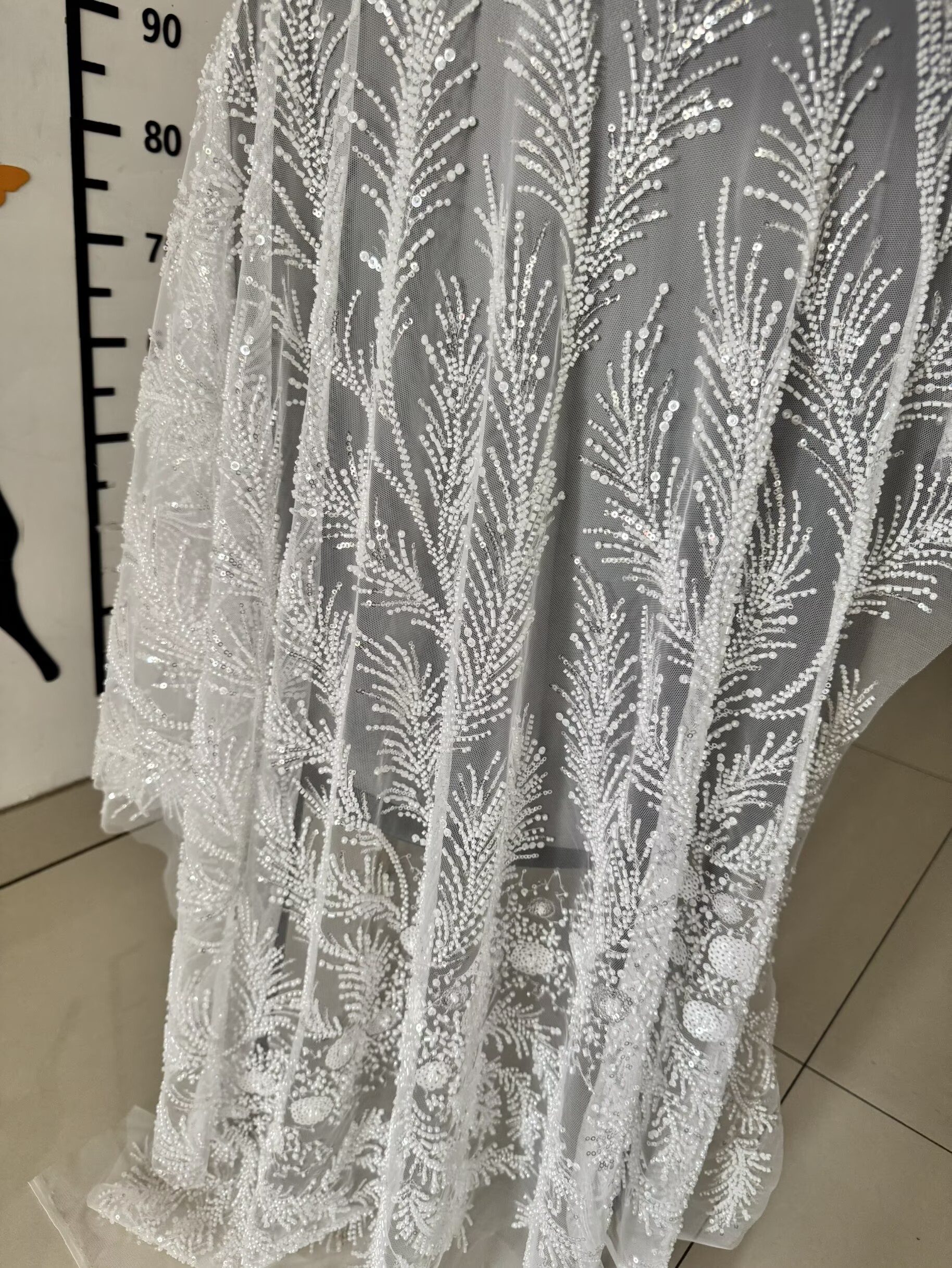 화이트 비즈 진주 크리스탈 스팽글 메쉬 웨딩 드레스 플 - Crystal Mesh Fabric 리뷰 및 가격