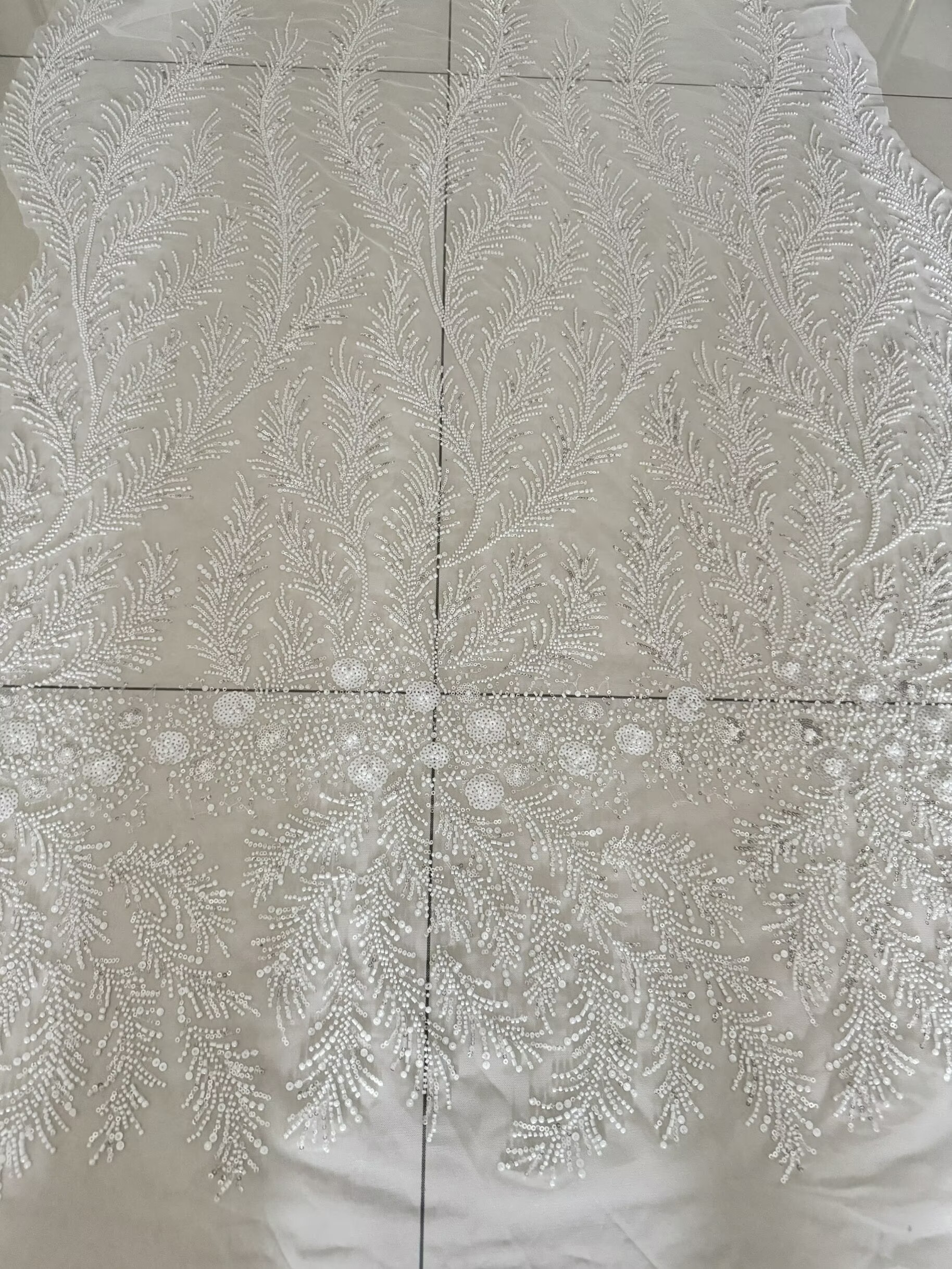 화이트 비즈 진주 크리스탈 스팽글 메쉬 웨딩 드레스 플 - Crystal Mesh Fabric 리뷰 및 가격