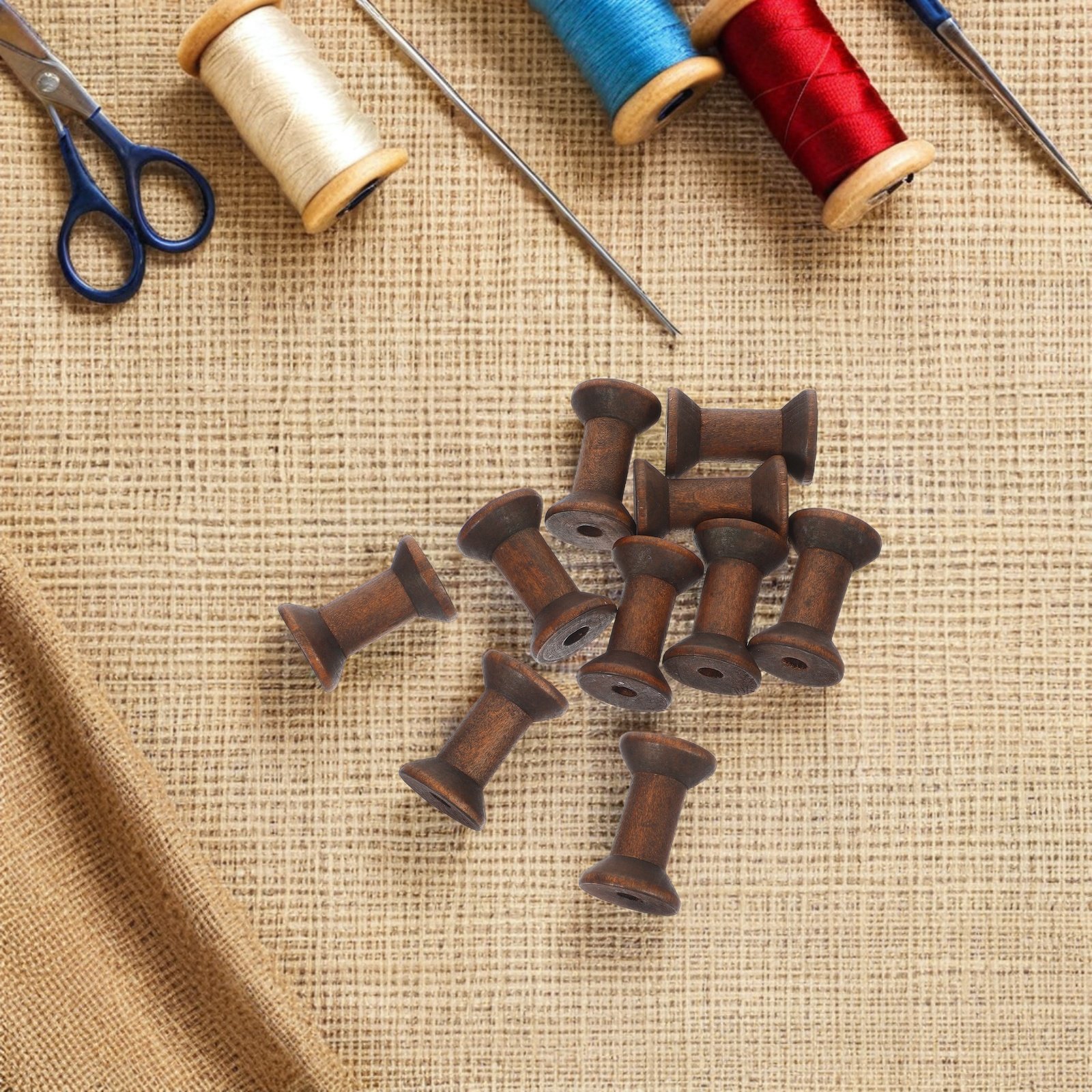 10개 천연 나무 스풀 빈티지 빈 보빈 DIY 바느질  - Organza Ribbon Spool 리뷰 및 가격