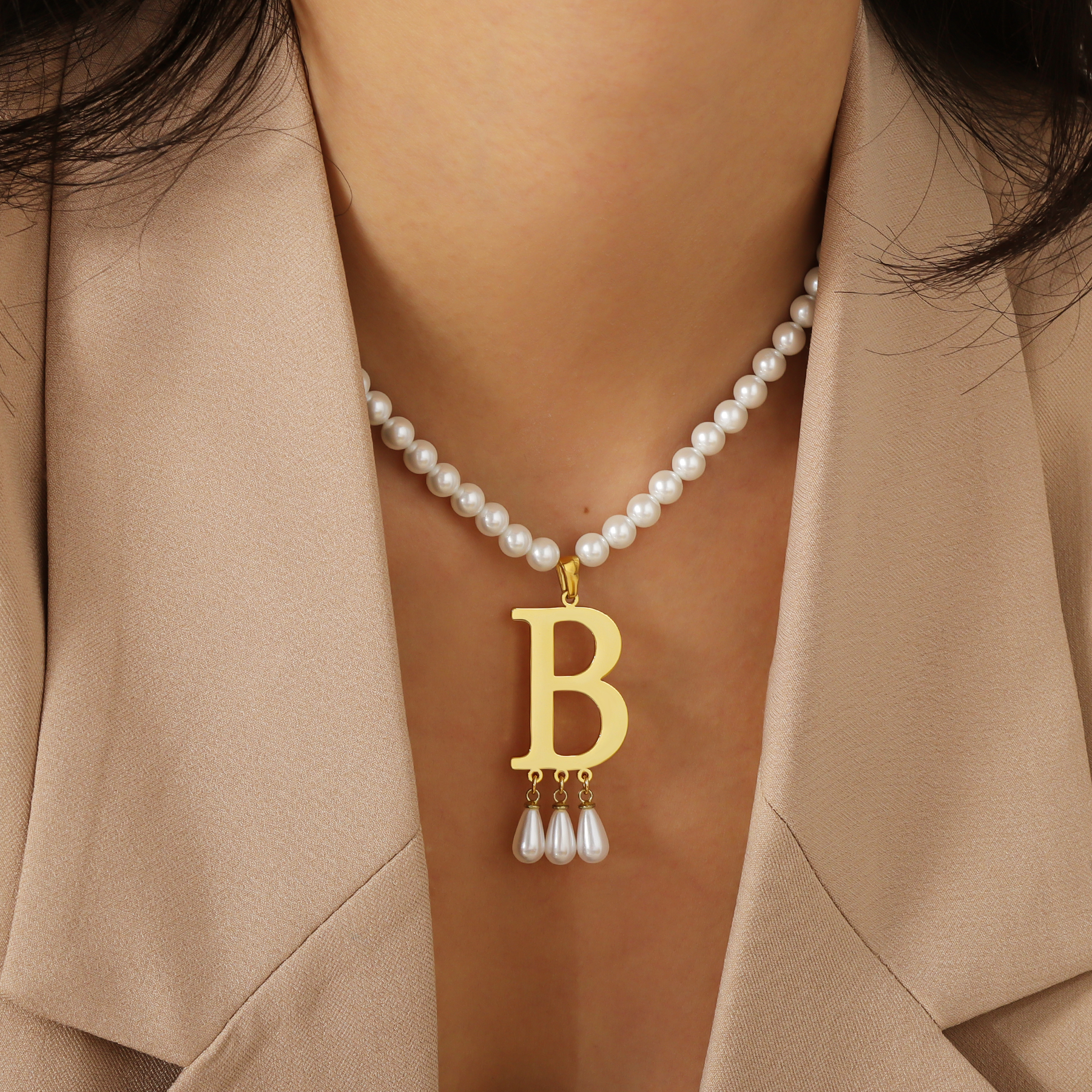 맞춤형 초기 펜던트 럭셔리 쥬얼리 진주 목걸이 맞춤형  - Pearl Trim Chain 리뷰 및 가격