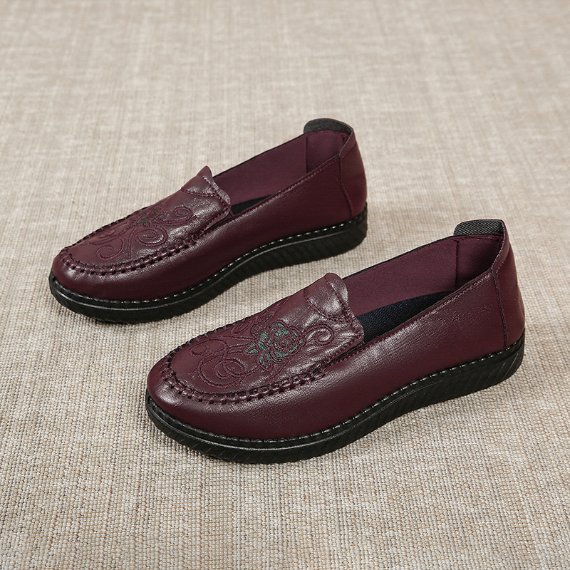 빈티지 스크롤 꽃 자수 장식 인조 가죽 슬립온 로퍼,  - Embroidery Embellishments 리뷰 및 가격