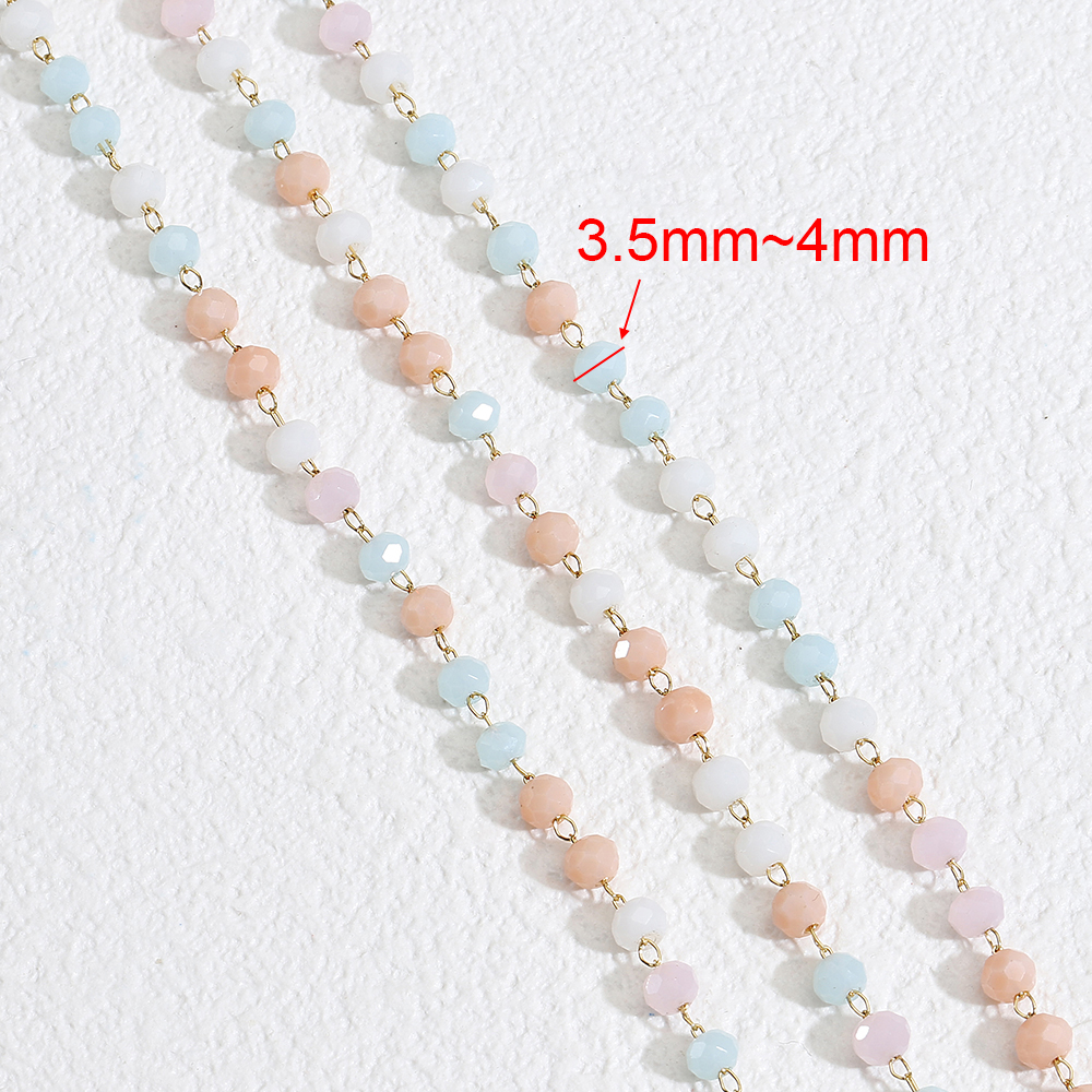 스테인레스 스틸 크리스탈 스톤 비즈 체인, 마카롱 톤  - Pearl Trim Chain 리뷰 및 가격