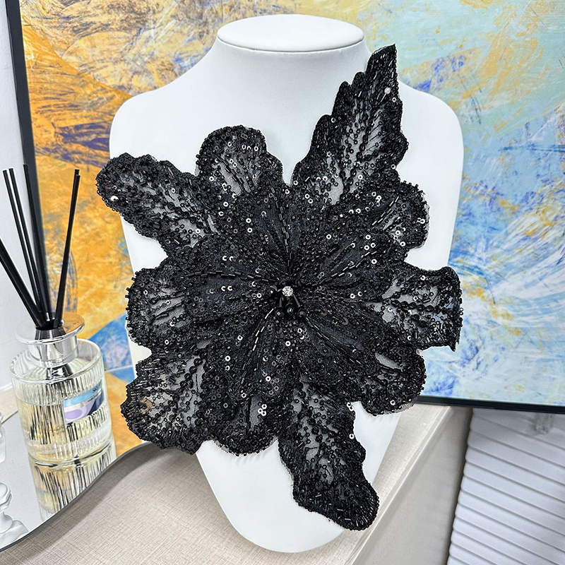 화이트 레이스 스팽글 비즈 꽃 칼라 아플리케 자수 패치 - Applique Patch Flower 리뷰 및 가격