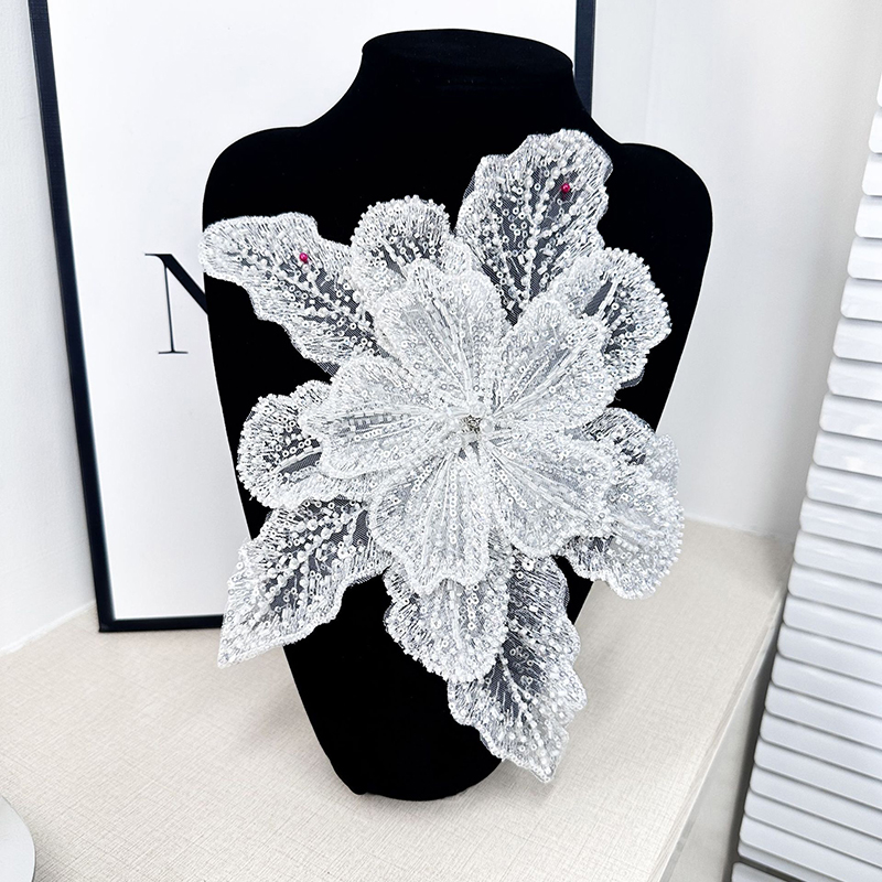 화이트 레이스 스팽글 비즈 꽃 칼라 아플리케 자수 패치 - Applique Patch Flower 리뷰 및 가격