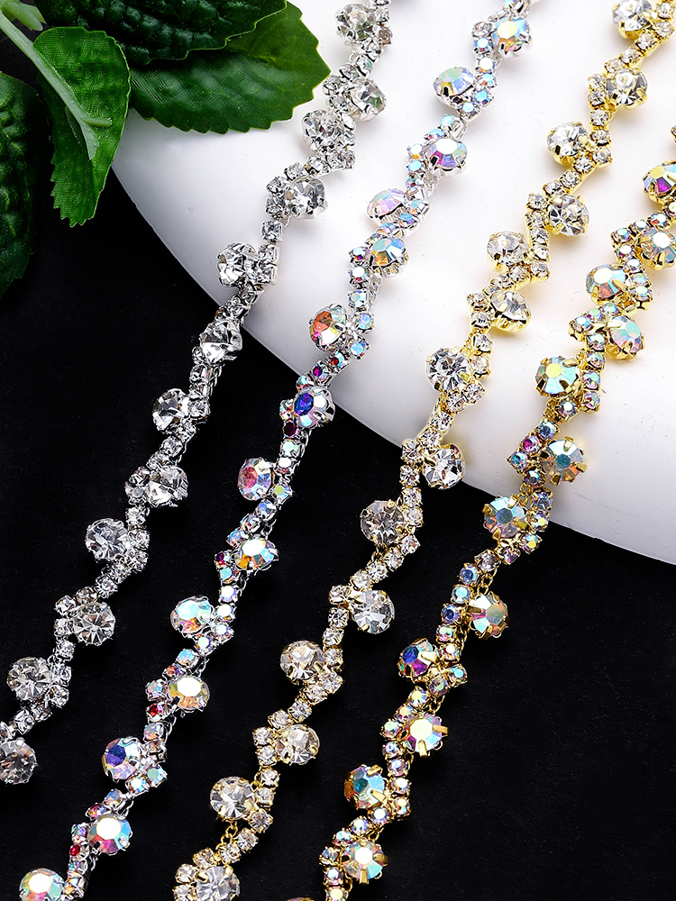 1야드 라인스톤 크리스탈 체인 트림, 금색 또는 은색  - Embellishment Glue Craft 리뷰 및 가격