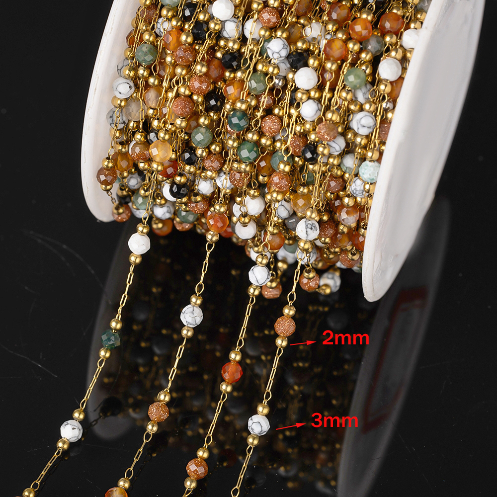 1 미터 우아한 믹스 라운드 스톤 비즈 쥬얼리에 대한  - Pearl Trim Chain 리뷰 및 가격