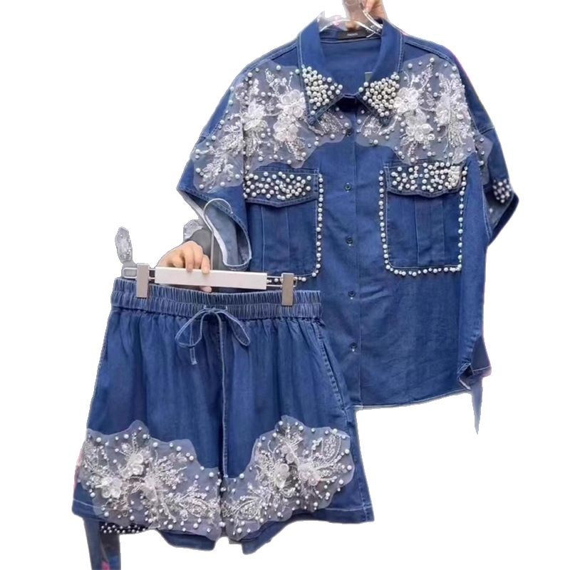 여성 다이아몬드 비즈 꽃 자수 데님 셔츠 진주 청 블라 - Applique Patch Flower 리뷰 및 가격