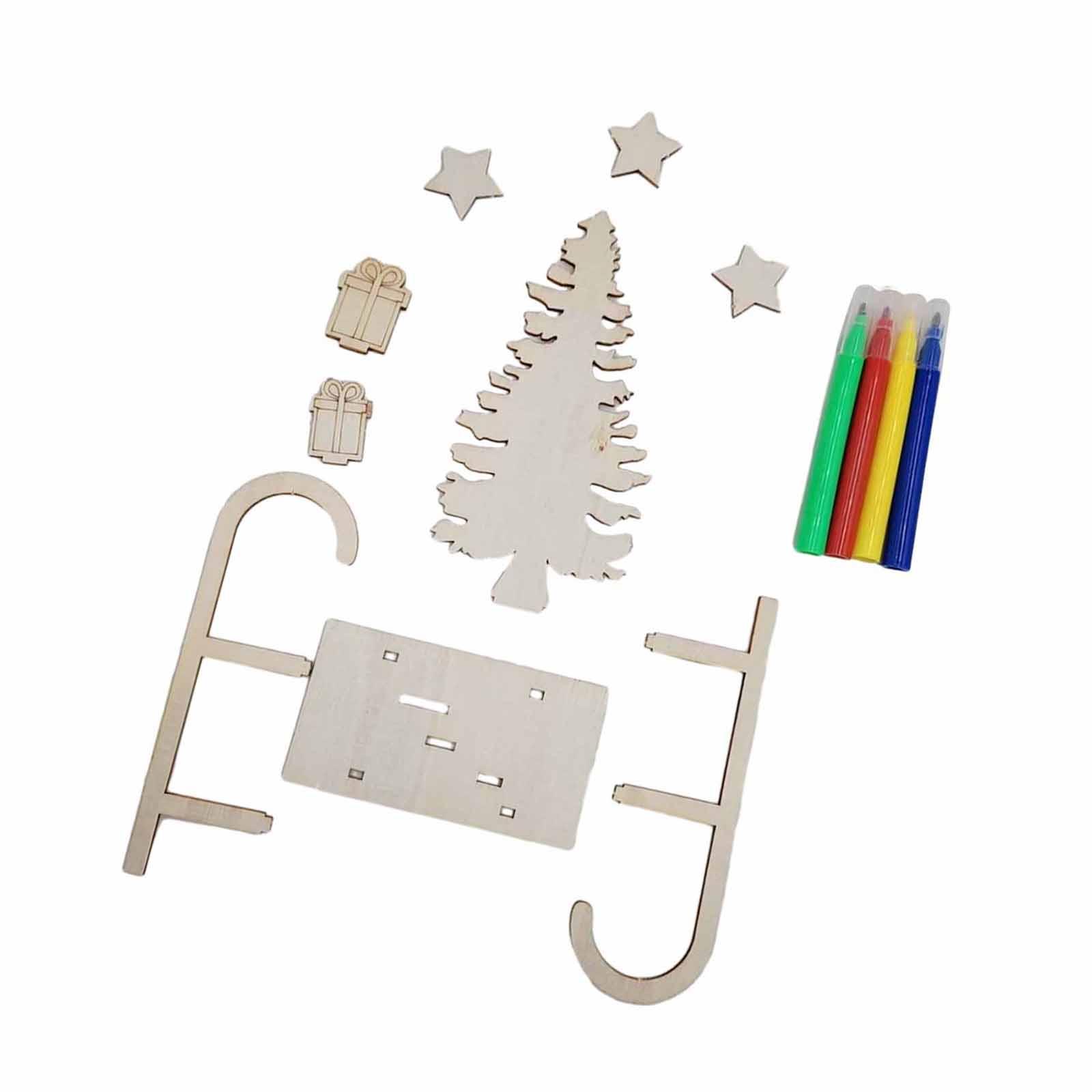 3x DIY 나무 공예품 크리스마스 썰매 크리스마스 트 - Christmas Craft Embellishment 리뷰 및 가격