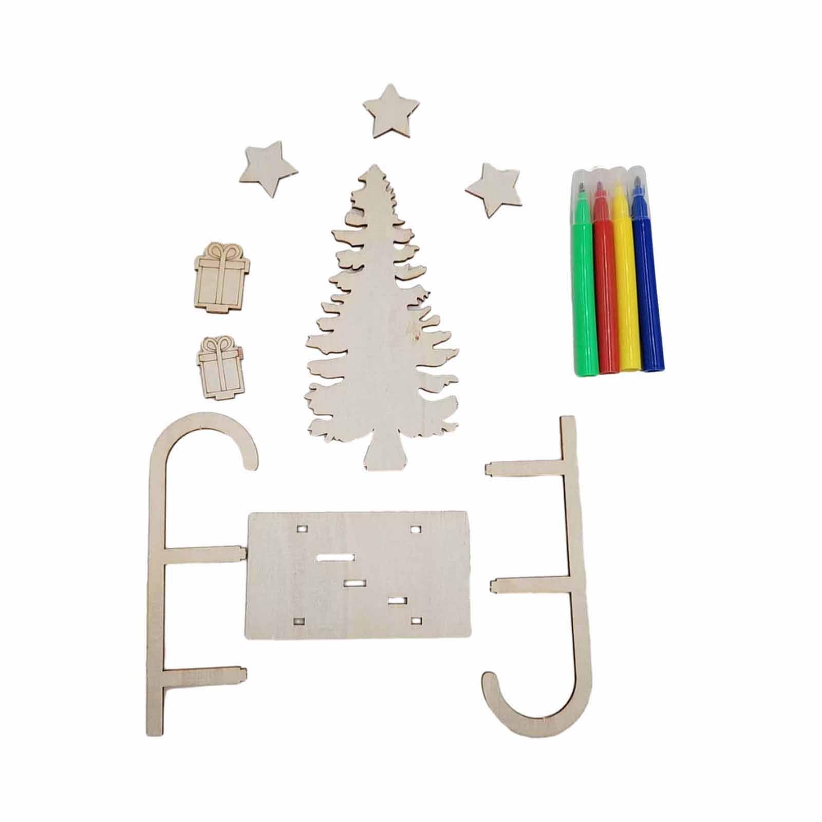 3x DIY 나무 공예품 크리스마스 썰매 크리스마스 트 - Christmas Craft Embellishment 리뷰 및 가격